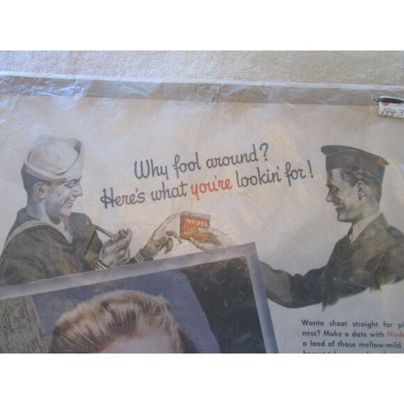 Vintage Model Tobacco ad, 1943 United States Tobacco Co, New York, 11" by 14" - Picture 5 of 10